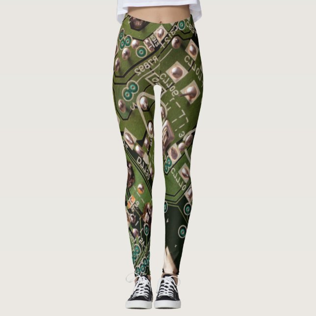 Camo Grönt Circuit Board Leggings (Framsida)