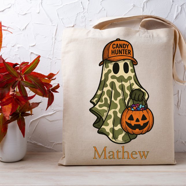 Camo Halloween Ghost Candy Hunter Bus eller godis Tygkasse (Skapare uppladdad)