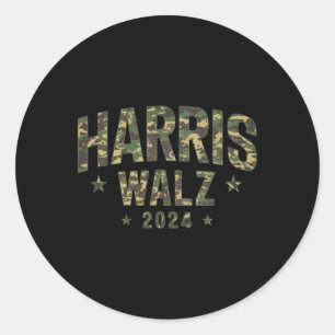 Camo Harris Walz 2024 Val Tim Walz Kamala Cam Runt Klistermärke