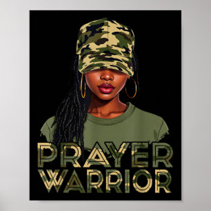 Camo Hat Prayer Warrior Gud Jesus Christian Black Poster