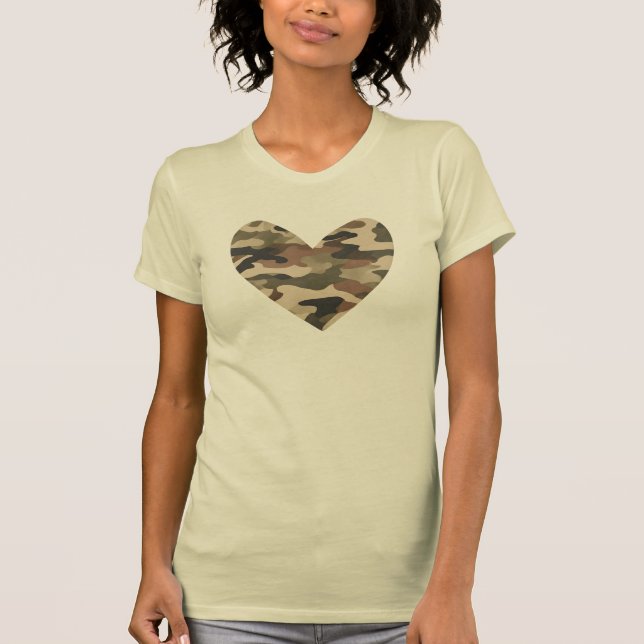 Camo Heart T-Shirt, Patriotic T-Shirt (Framsida)