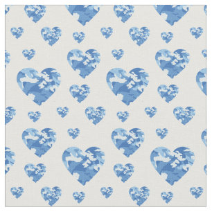 Camo Hearts Blue Boys Land Camouflage Tyg