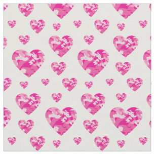 Camo Hearts Rosa Girls Land Camouflage Tyg