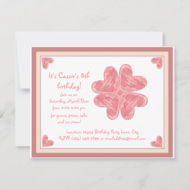 Camo hjärta inbjudningar (Framsida)