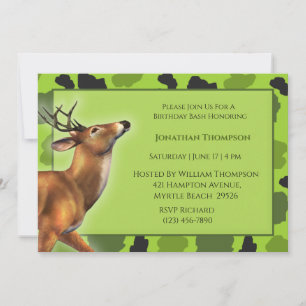 Camo Hjort Birthday-inbjudan Inbjudningar
