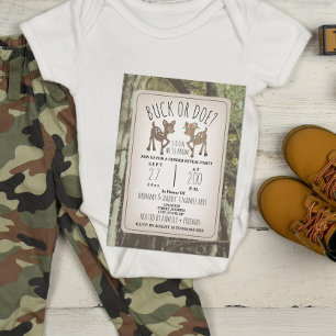 Camo Hjort Buck eller Doe Baby Gender Reveal Party Inbjudningar