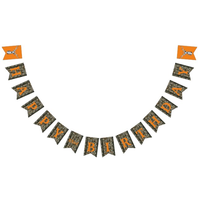 Camo Hjort Hunting Buck Manar Birthday Banner Vimplar (Alla)