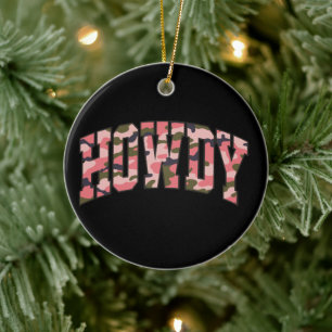 Camo Howdy Rosa Preppy Kamouflage Jul Julgransprydnad Keramik