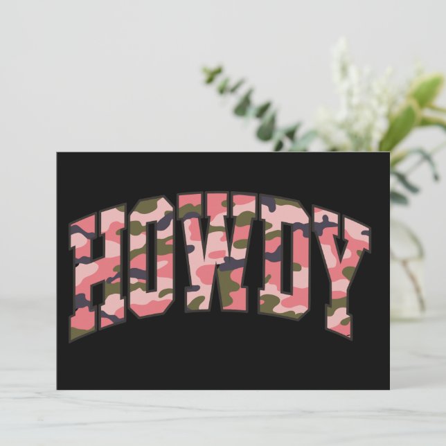 Camo Howdy Rosa Preppy Kamouflage Jul Julkort (Stående Fram)