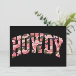 Camo Howdy Rosa Preppy Kamouflage Jul Julkort