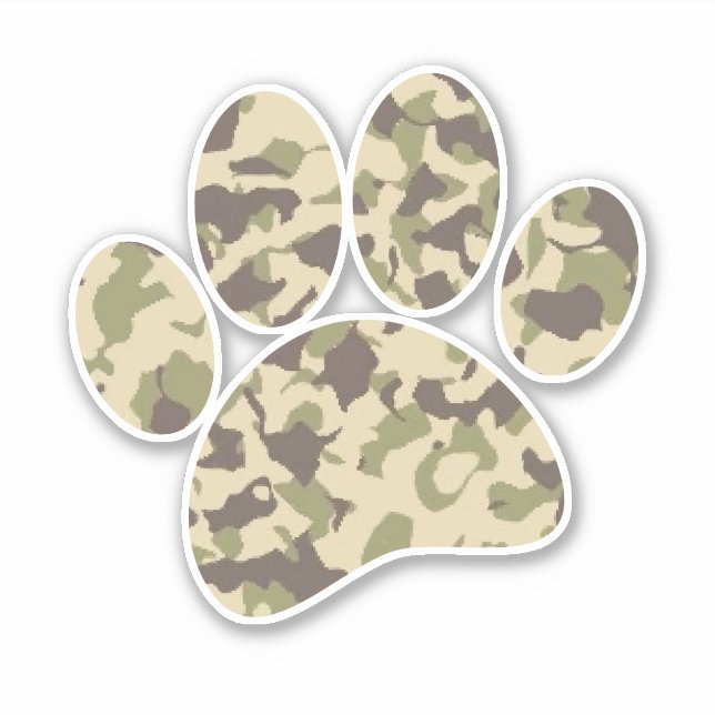 Camo Hund Paw-utskrift Klistermärken (Framsida)