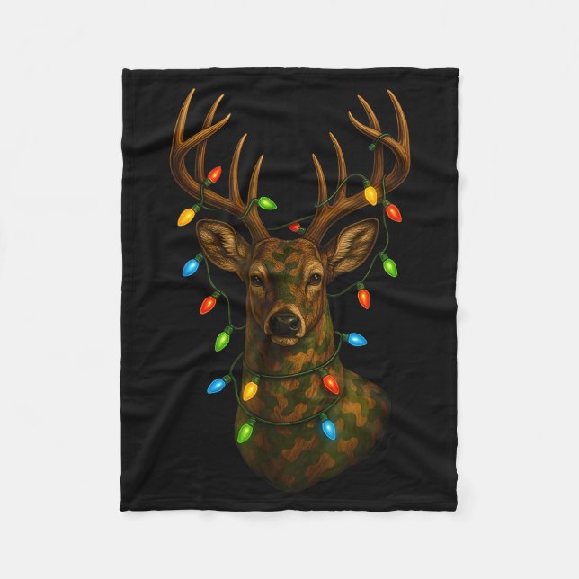 Camo Hunting Reindeer Deer Christmas Holiday Xmas  Fleecefilt (Framsidan)