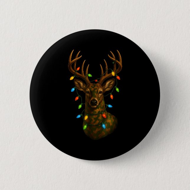 Camo Hunting Reindeer Deer Christmas Holiday Xmas  Knapp (Framsida)