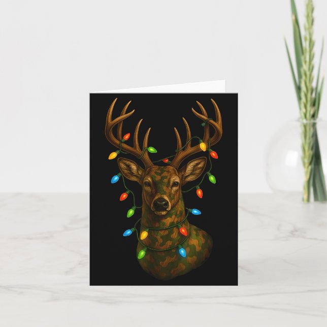 Camo Hunting Reindeer Deer Christmas Holiday Xmas  Kort (Framsida)