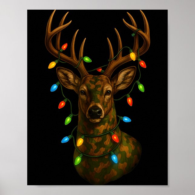 Camo Hunting Reindeer Deer Christmas Holiday Xmas  Poster (Framsidan)