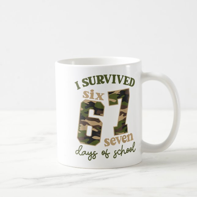 Camo I Survived 67 Six Seven Days Of School Teache Kaffemugg (Höger)