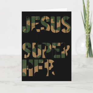 Camo Jesus är min superhjälte småpojkar kamouflage Kort