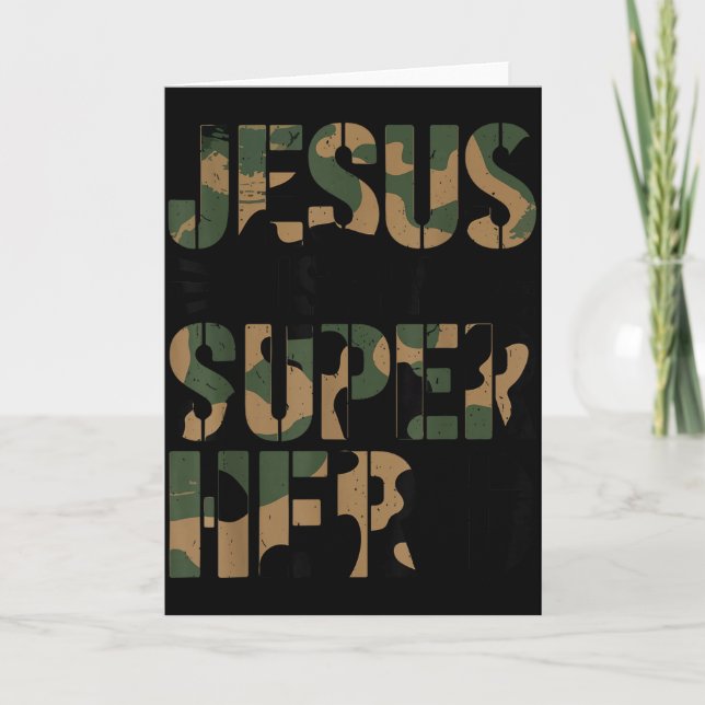 Camo Jesus Is My Superhero Toddler Boys Camouflage Kort (Framsida)