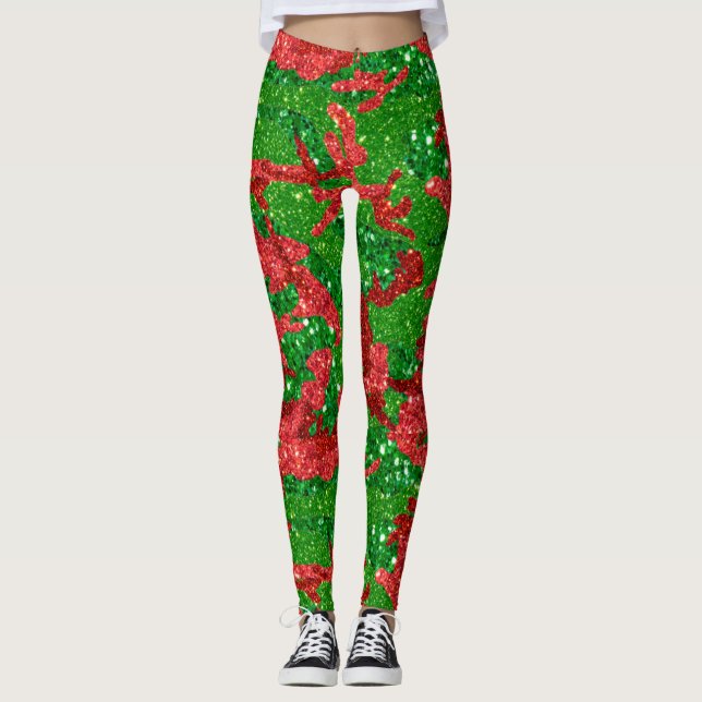 Camo Julafton Glitter Camouflage Leggings (Framsida)