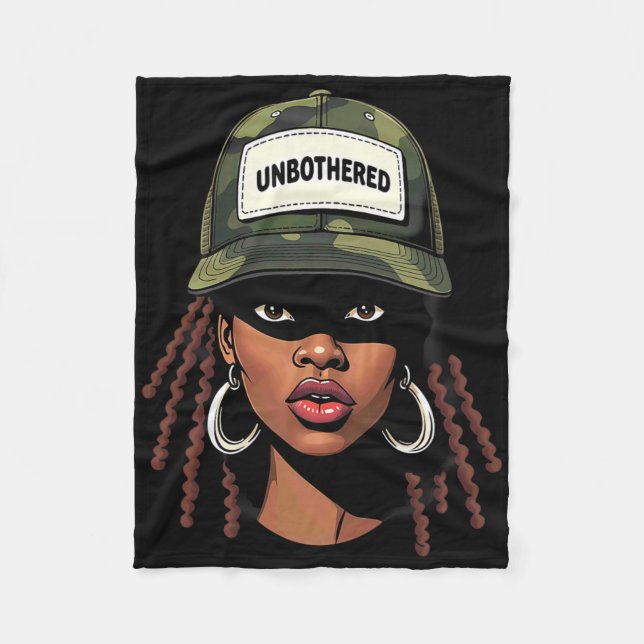 Camo Juneteenth Obevärderad Svart Tjej Loc'd _7  Fleecefilt (Framsidan)