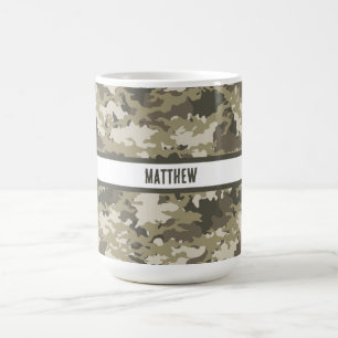 Camo, kamoflauge, , Grönt, Personlig Kaffemugg
