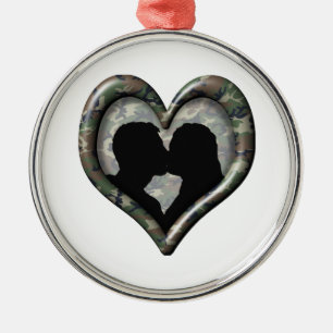Camo Kissing lite Heart Julgransprydnad Metall