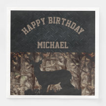 Camo Land Hunting Birthday Napkins