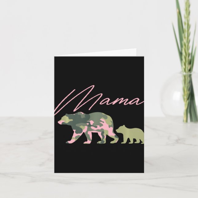 Camo Mama Bear Shirt, Mama Bear And Cub, Mom Of 1, Kort (Framsida)