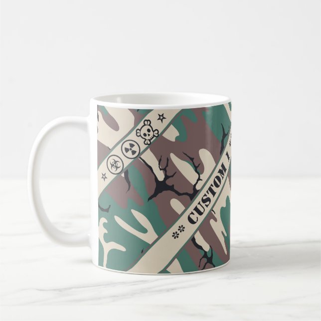 Camo med beställnings- text kaffemugg (Vänster)