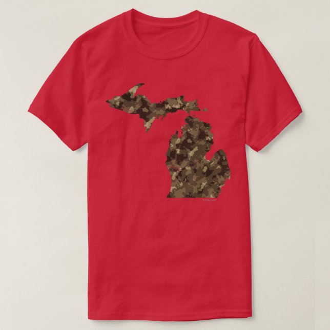 Camo Michigan-staten Karta Detroit Mitten T Shirt (Design framsida)