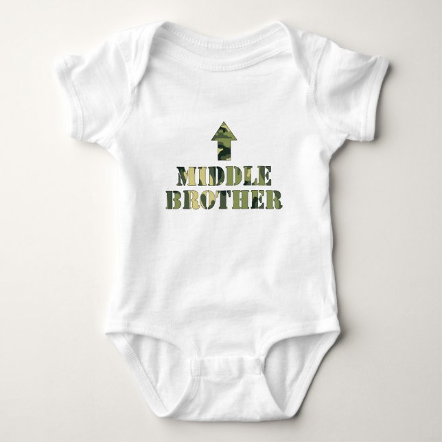 Camo Mitten Brother-skjorta/underbar babyduschidé T Shirt (Framsida)