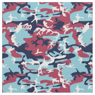Camo Mönster - Burgundy Navy Blue White Tyg