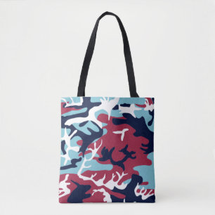 Camo Mönster - Burgundy Navy Blue White Tygkasse
