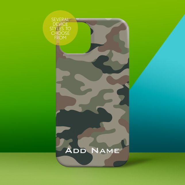 Camo Mönster för jägare eller militärer med Namn (Personalized Phone Case - subtle name)