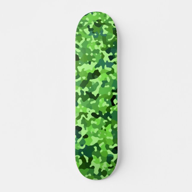 Camo Mönster - Grönt Blue Black Skateboard Bräda 21,5 Cm (Framsida)
