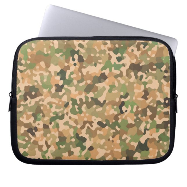 Camo Mönster - Grönt Orange Brown Black Laptop Sleeve (Framsidan)
