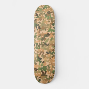 Camo Mönster - Grönt Orange Brown Black Old School Skateboard Bräda 18 Cm