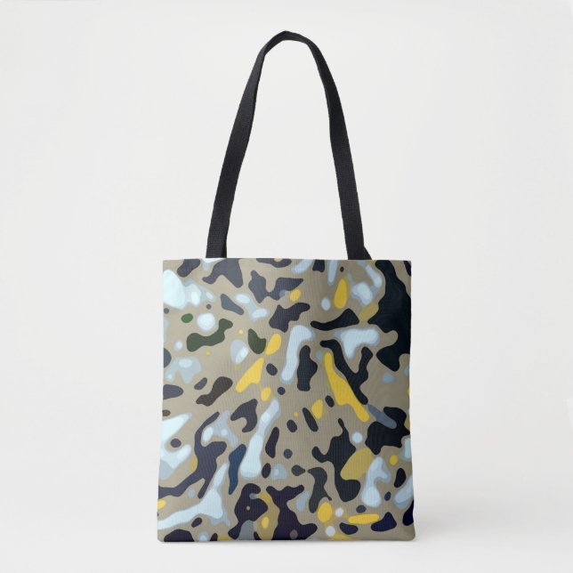 Camo Mönster - Gult White Beige Blue Black Tygkasse (Framsida)