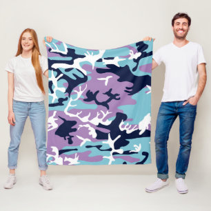 Camo Mönster - Lila Navy Blue White Fleecefilt