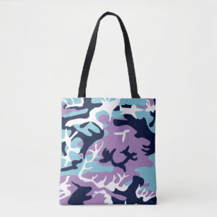 Camo Mönster - Lila Navy Blue White Tygkasse