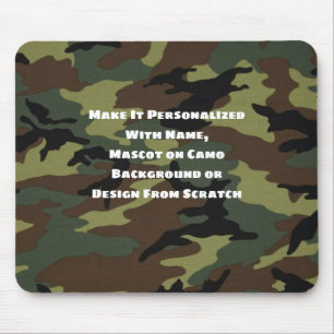 Camo Mönster Mouse Pad, Personlig Namn Mascot Musmatta