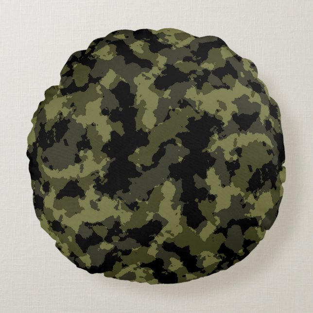 Camo Mönster Rund Kudde (Framsidan)