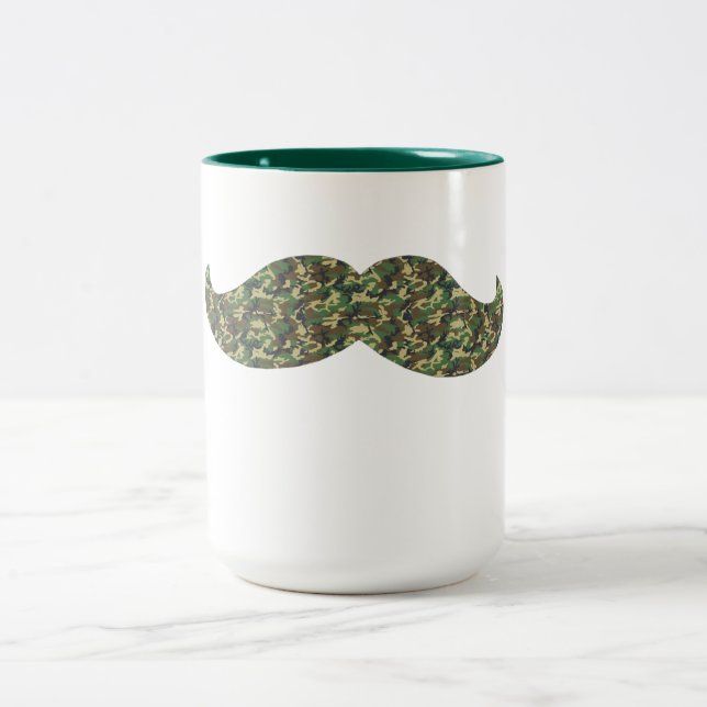 Camo Mustache-kaffet mugg lustigaste svarta mustas (Center)