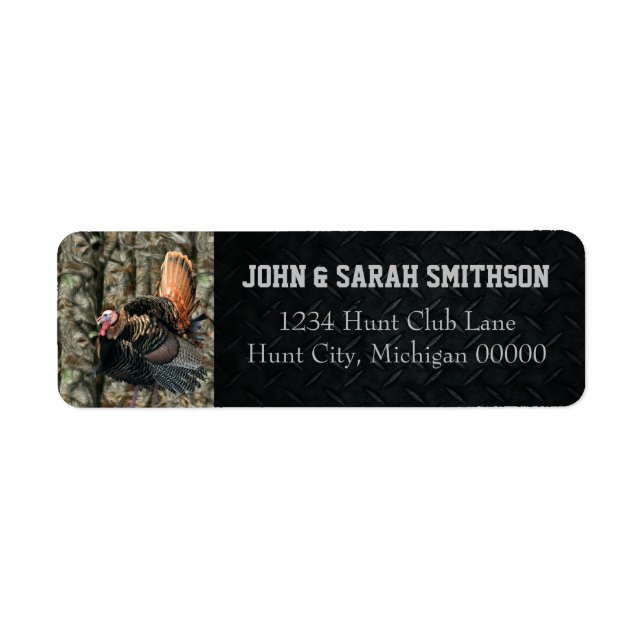 Camo och Black Vild Turkey Returadress Etikett (Framsidan)