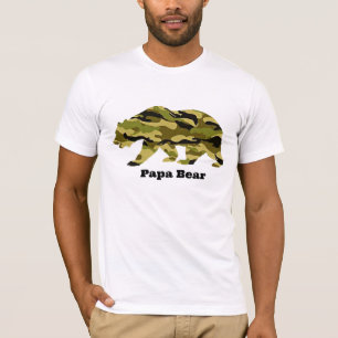 Camo Pappa Bear Shirt - Militär Pappa Tee för Far