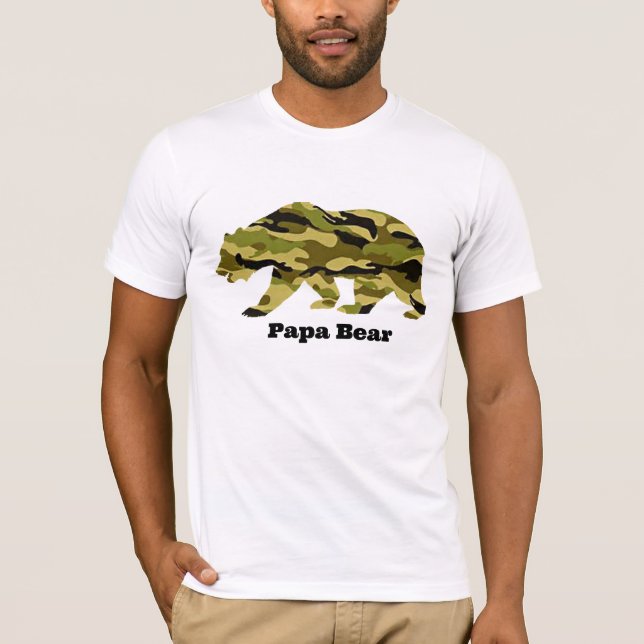 Camo Pappa Bear Shirt - Militär Pappa Tee för Far (Framsida)