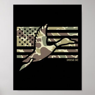 Camo Patriotic Mallard Anka Camouflage som flyger  Poster