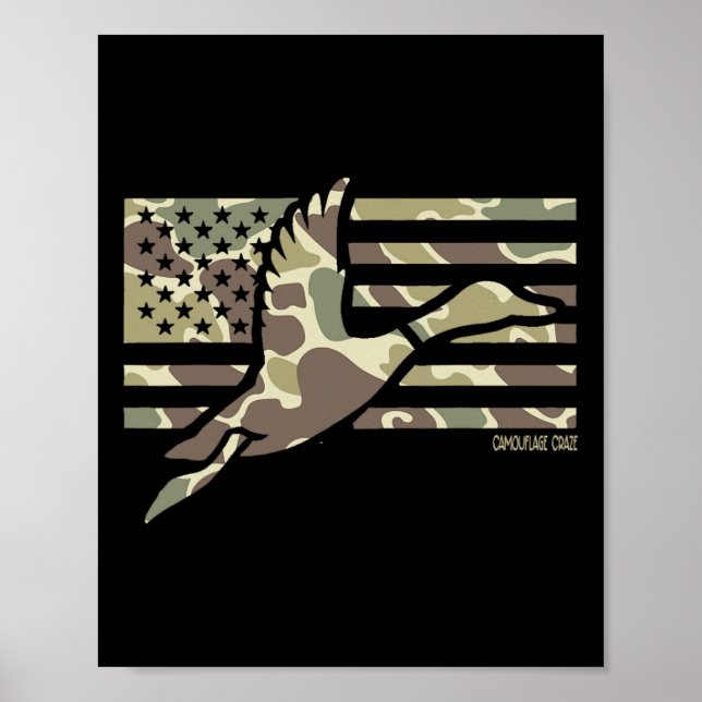 Camo Patriotic Mallard Anka Camouflage som flyger  Poster (Framsidan)