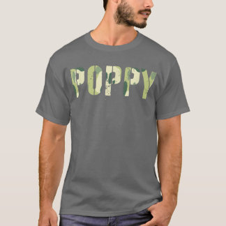 Camo POPPY Pappa Hero Grandpa Man Myth Legend  T Shirt