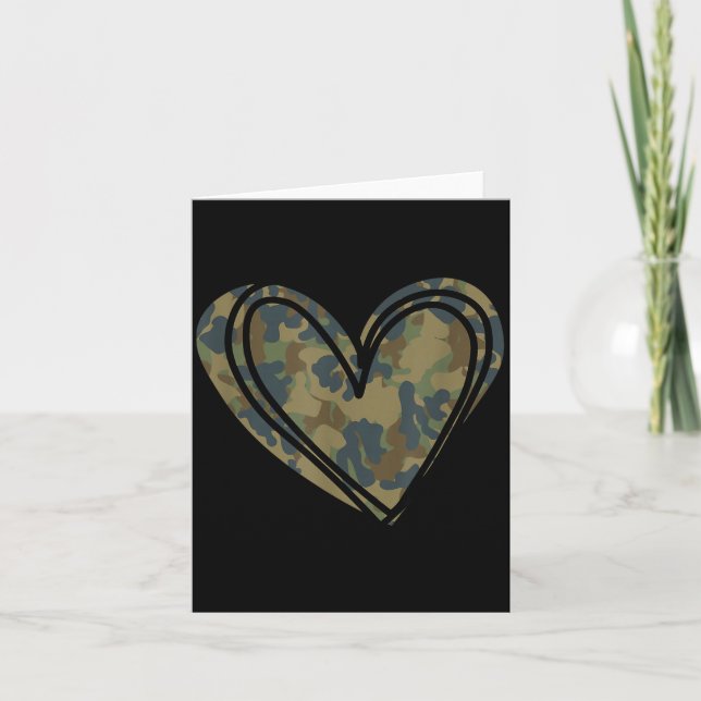 Camo Print Heart Valentines Day  Kort (Framsida)